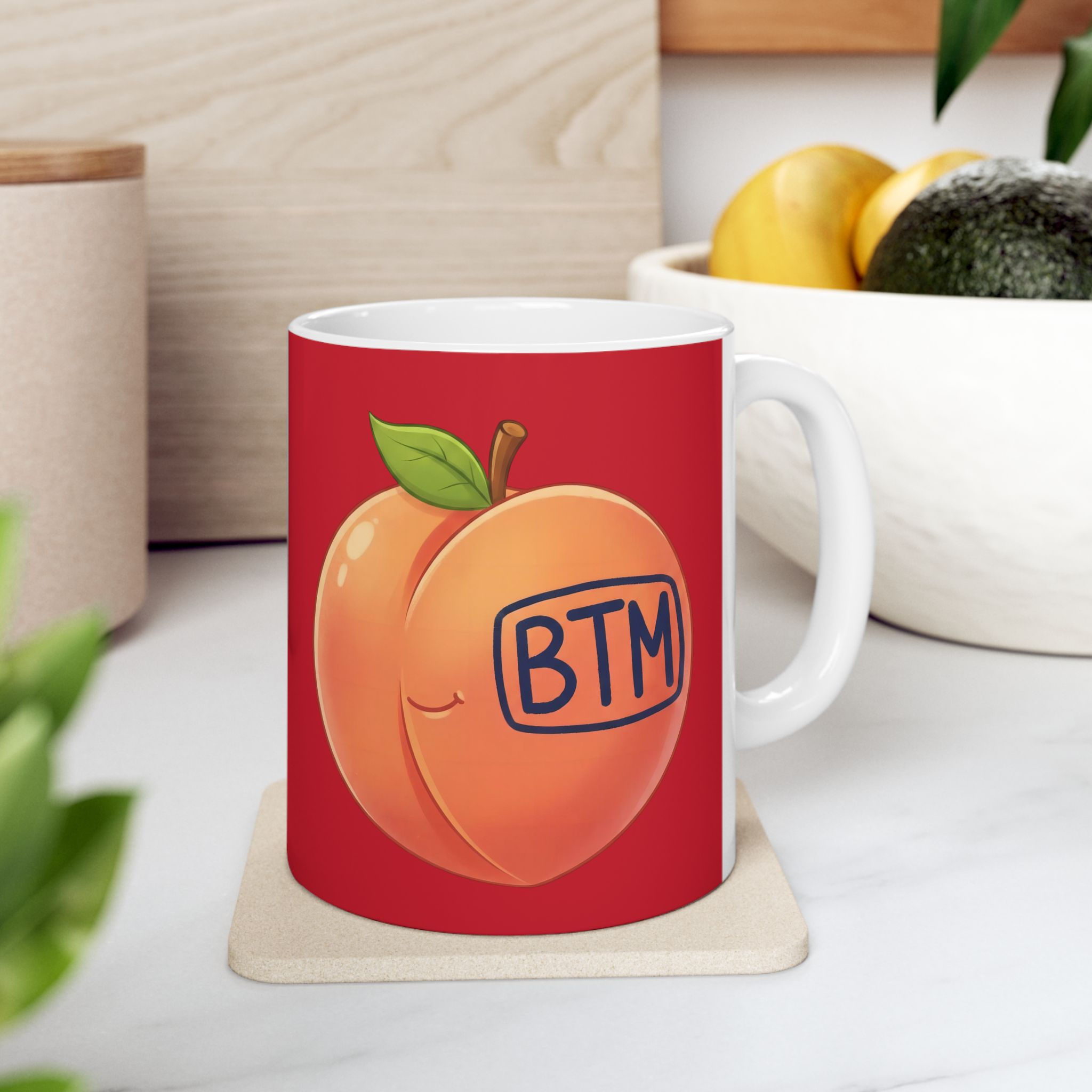 BTM Peach Mug | Gay Men Coffee Mug LGBTQ Pride Gift Gay Community Mug