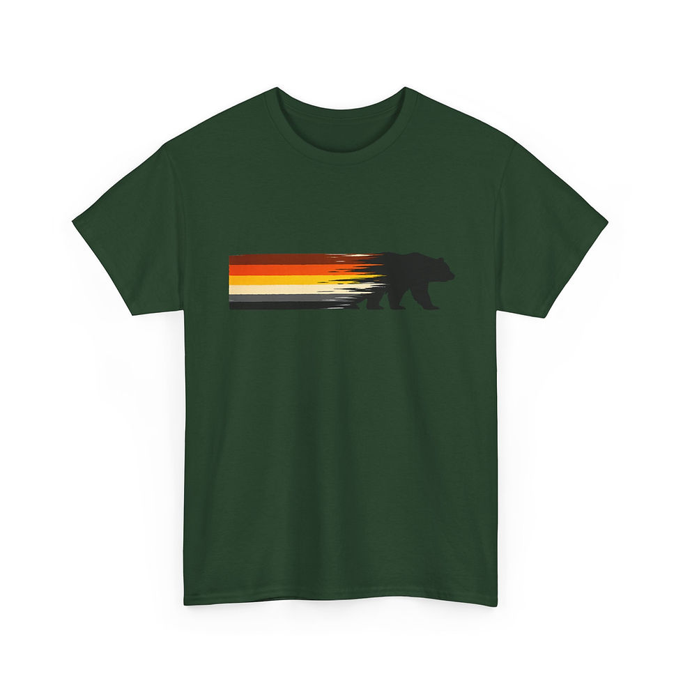 Thumbnail: Gay Bear Pride Flag Stripe T-Shirt | Bear Silhouette LGBTQ Men's Tee