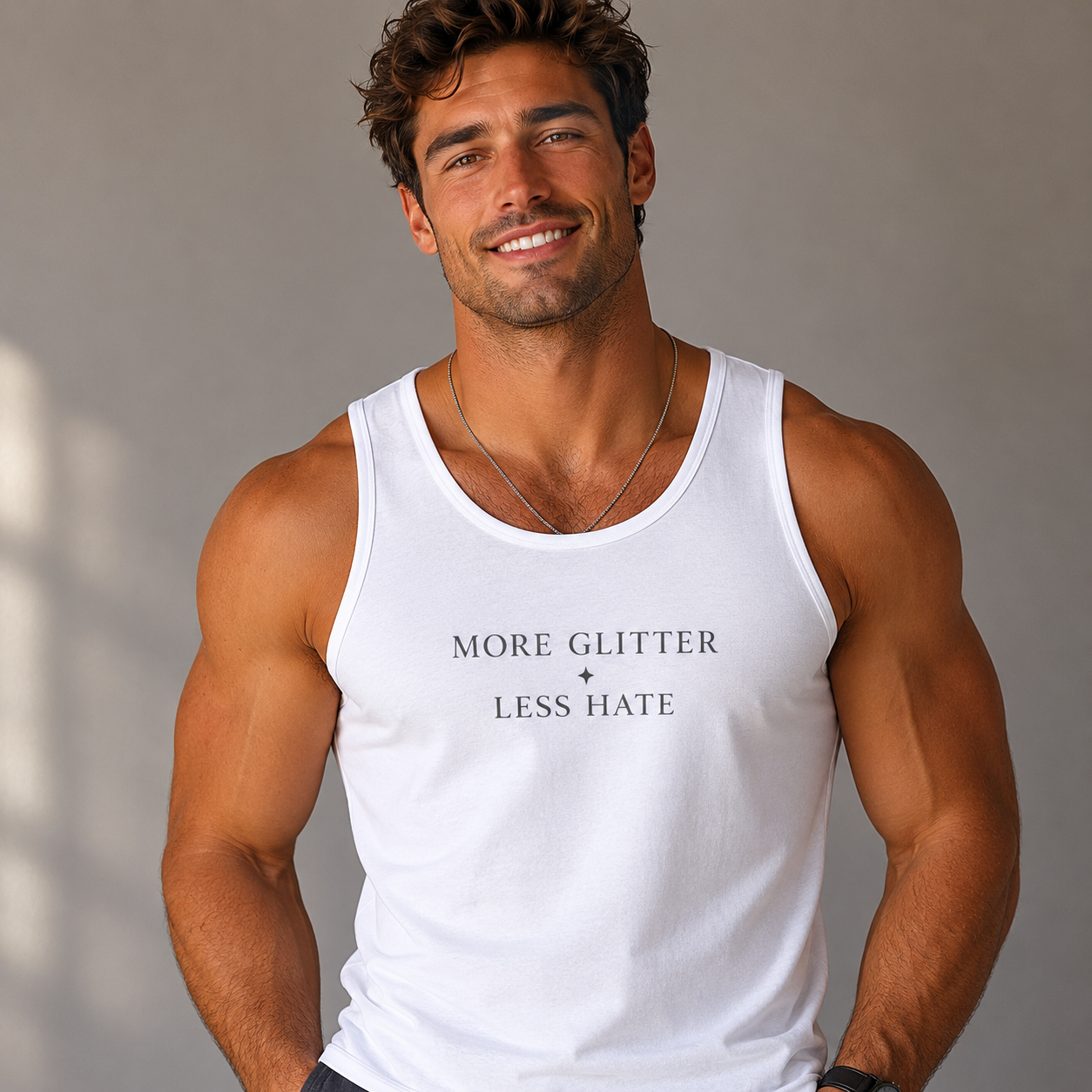 More Glitter Less Hate Pride Tank Top | Gay Pride LGBTQ+ Vest