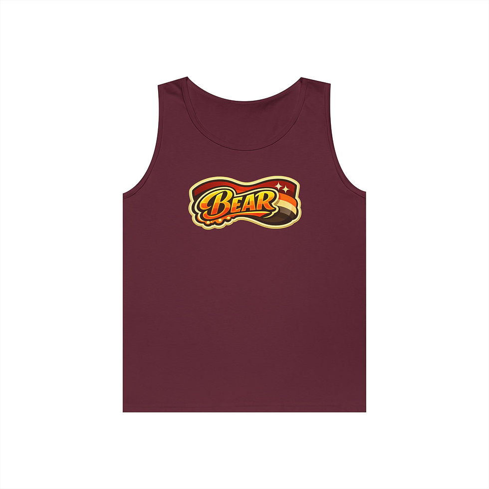 Thumbnail: Bear Pride Flag Retro Badge Tank Top | Gay Bear Community Vest