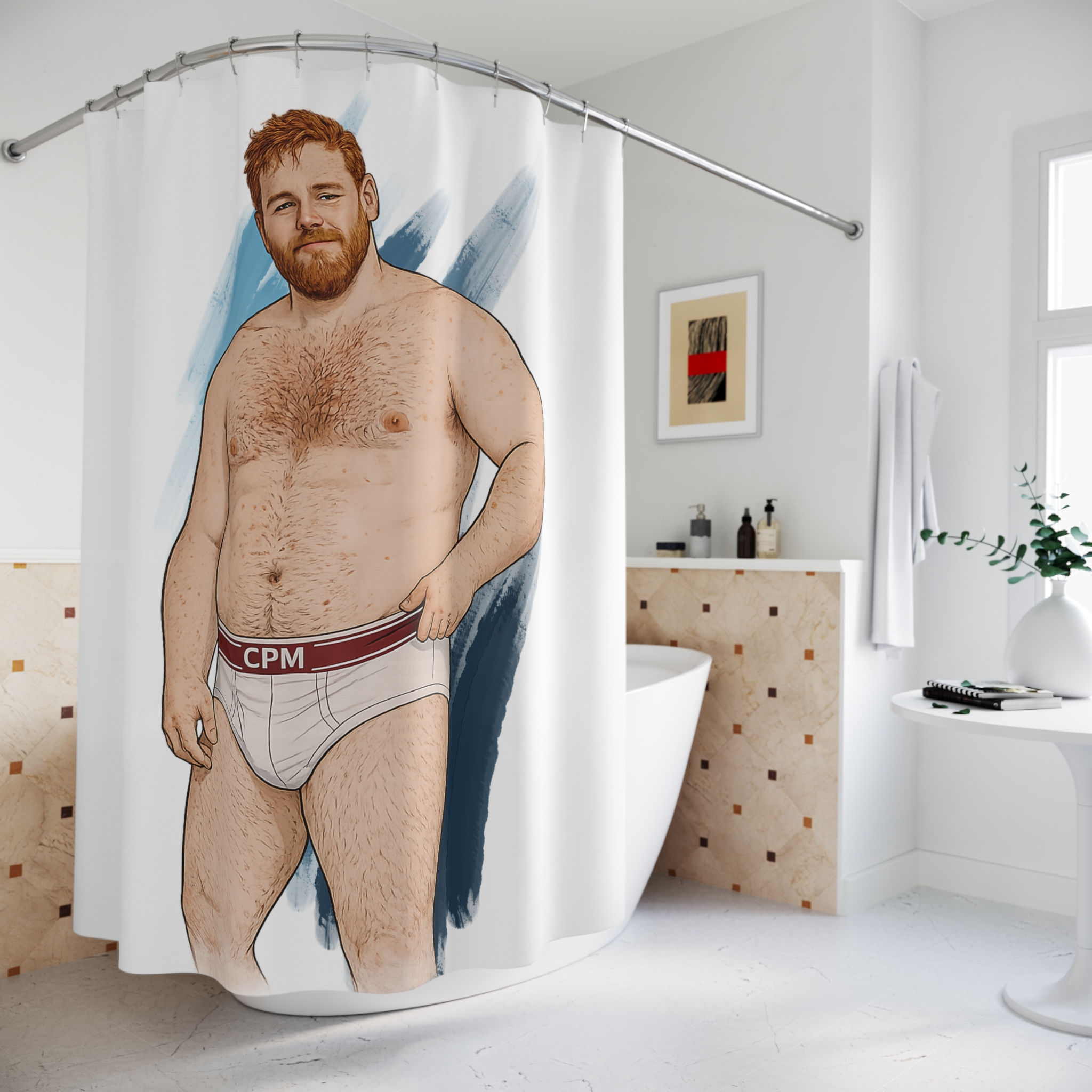 Ginger Bear Shower Curtain Gay Bear Bathroom Decor LGBTQ Bear Community Gift Men