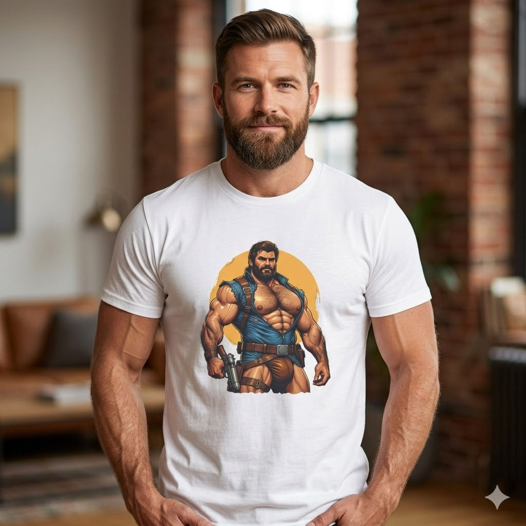 Space Cowboy Bear Sci-Fi Gay Bear Pride Graphic Tee Shirt Bear 