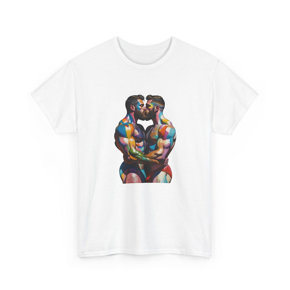 Thumbnail: Rainbow Kiss T-Shirt | Gay Pride Men's Shirt LGBTQ Gay Couple Art Tee