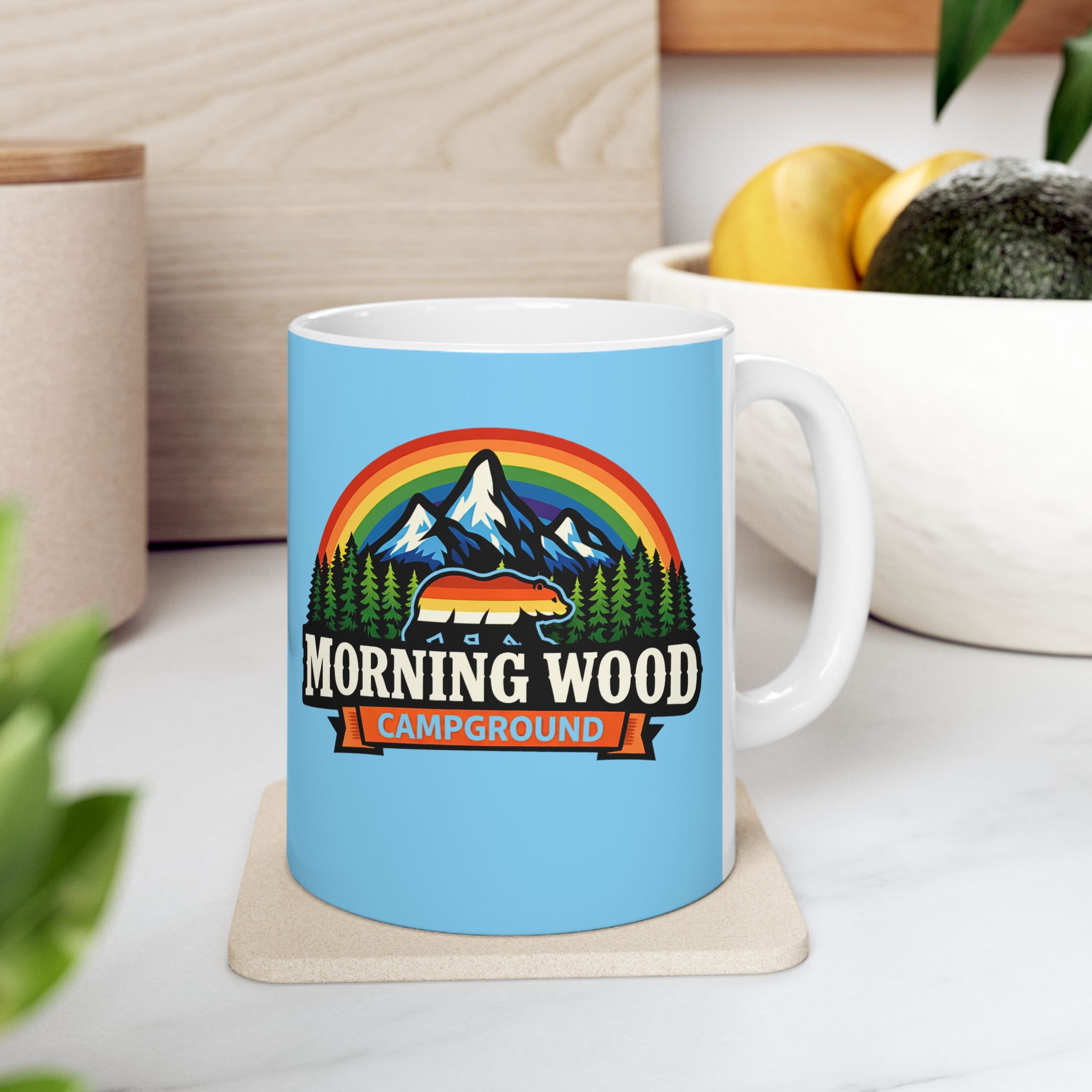 Morningwood Coffee Mug — Retro Mountain Rainbow Ceramic Mug (11oz & 15oz)