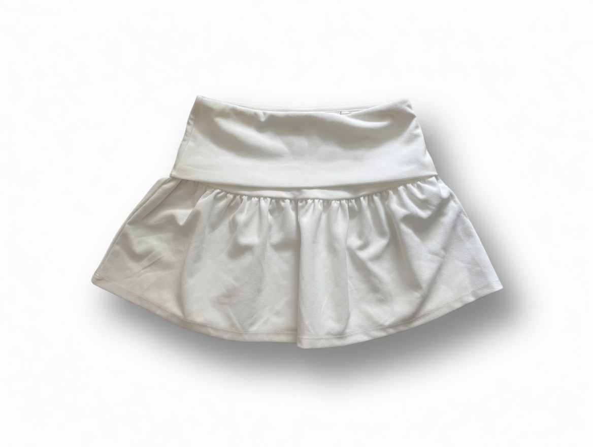 Soft Ivory Flounce Mini Skirt