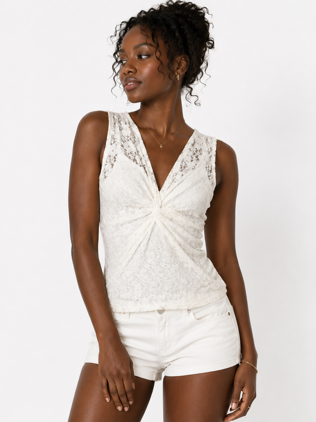 Ivory Lace Twist Tank