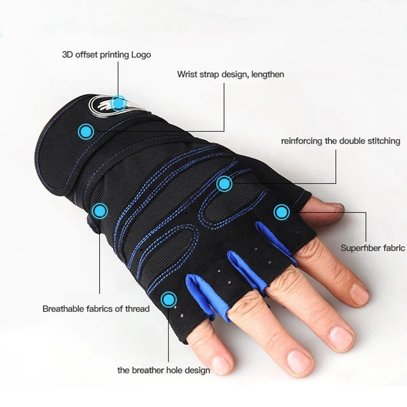 Thumbnail: Gym Gloves for Men Women Fitness Weight Lifting Wristband Gloves Body Building T