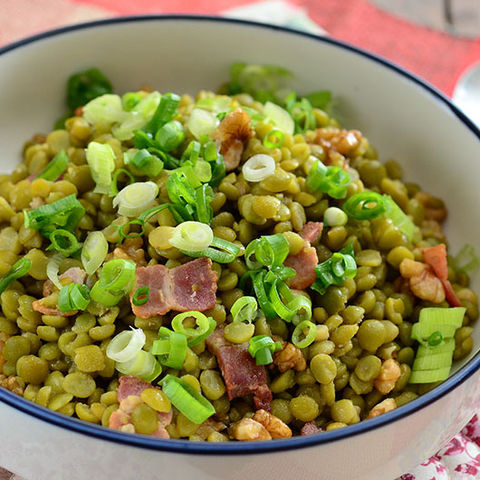 Salada de lentilhas com bacon