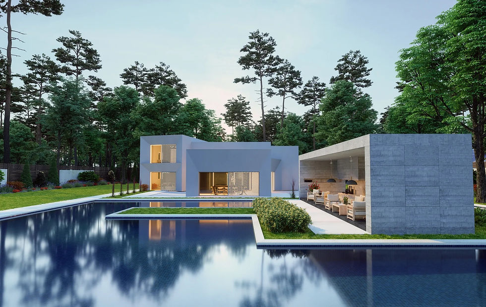 Luxury Mediterranean villa exterior with sea views in Larnaca, Cyprus