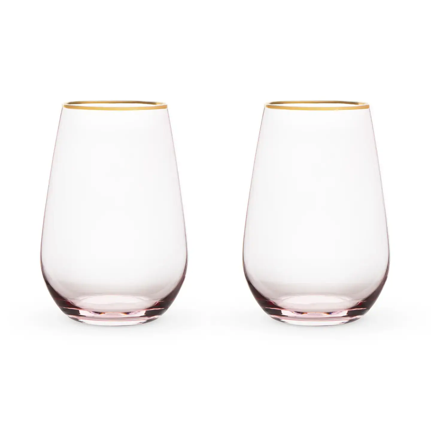 Twine | Rose Crystal Gold Rimmed Stemless Wine Glasses Set of 2