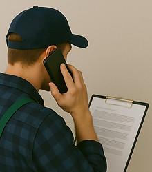 Handwerker telefoniert mit Kunden