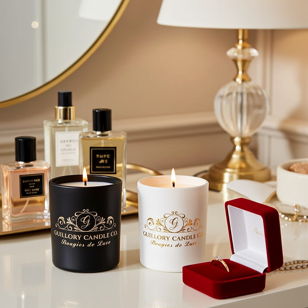 hand-poured Baccarat inspired scented candle in black or white jar