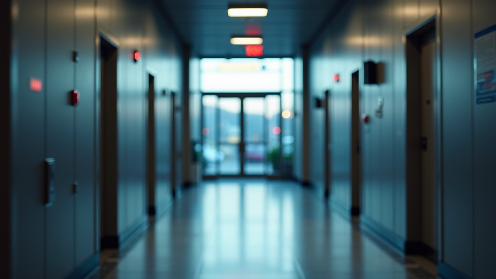 Eye-level view of a secure facility entrance with access control systems