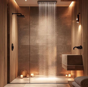 High-end bathroom renovation and residential steam room in London with modern finishes