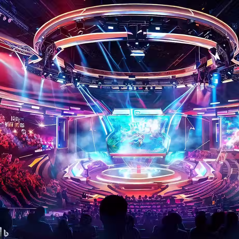 Massive esports arena. AI generated image.
