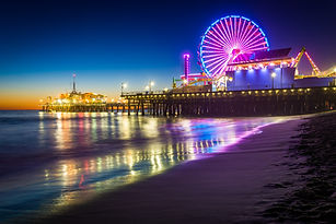 The Santa Monica Pier at night, in Santa
