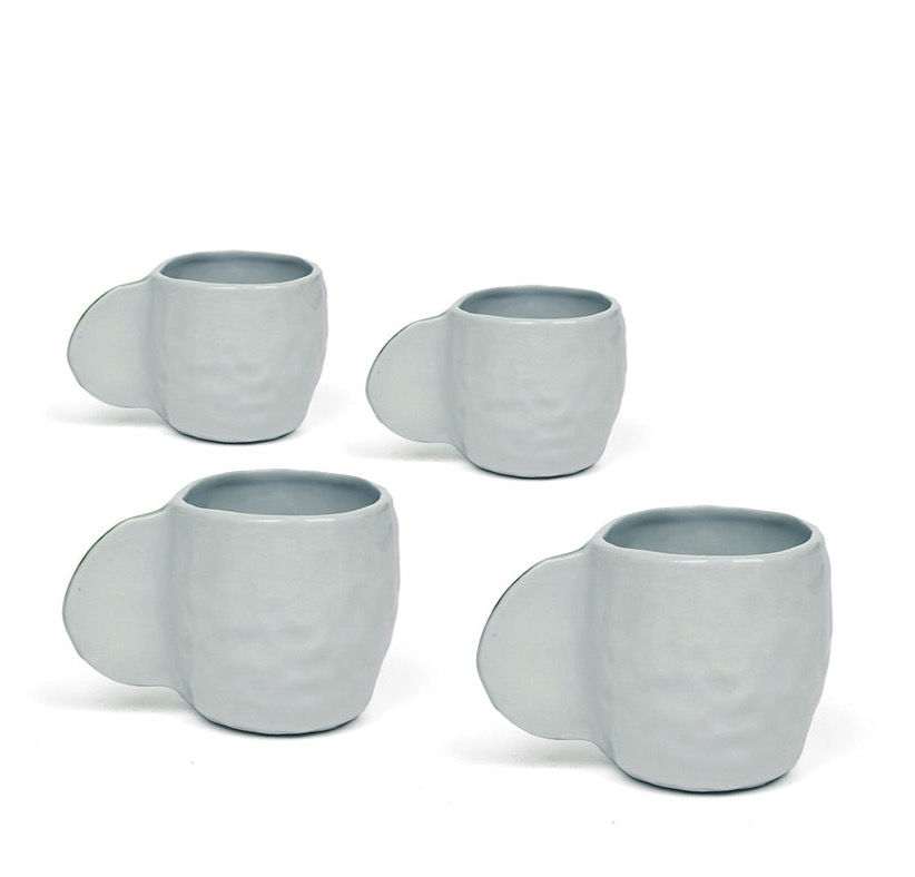 Miniatura: Tazas Espresso Porcelana Celeste Piedra Pálido (Set de 4)