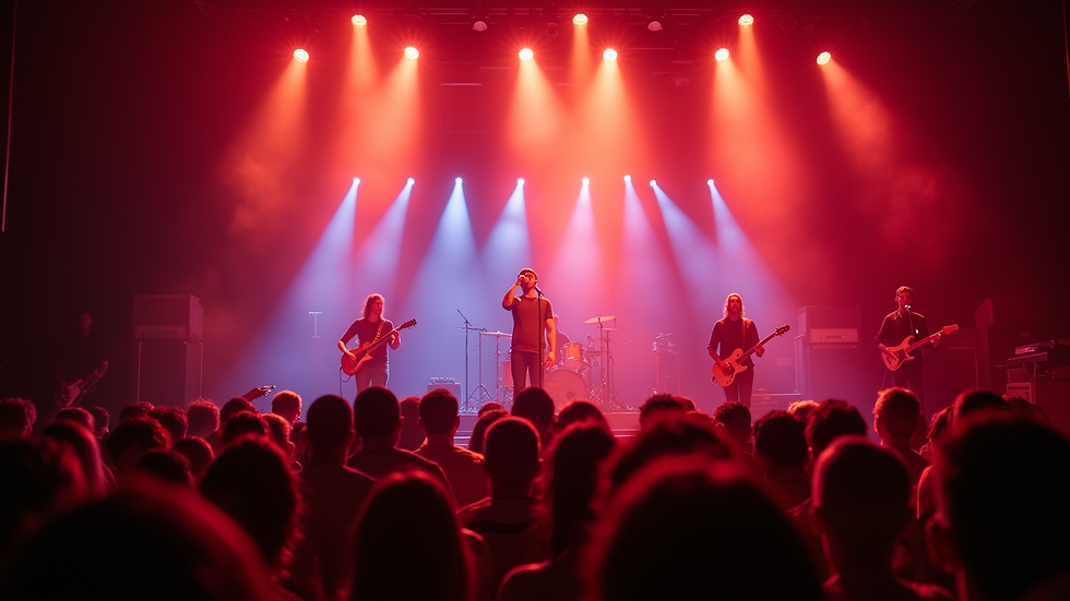 Eye-level view of a vibrant stage during a live music performance