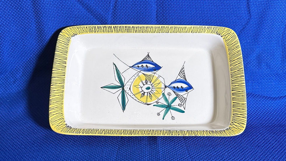 Vintage serveringsfat fra Stavangerflint sett ovenfra