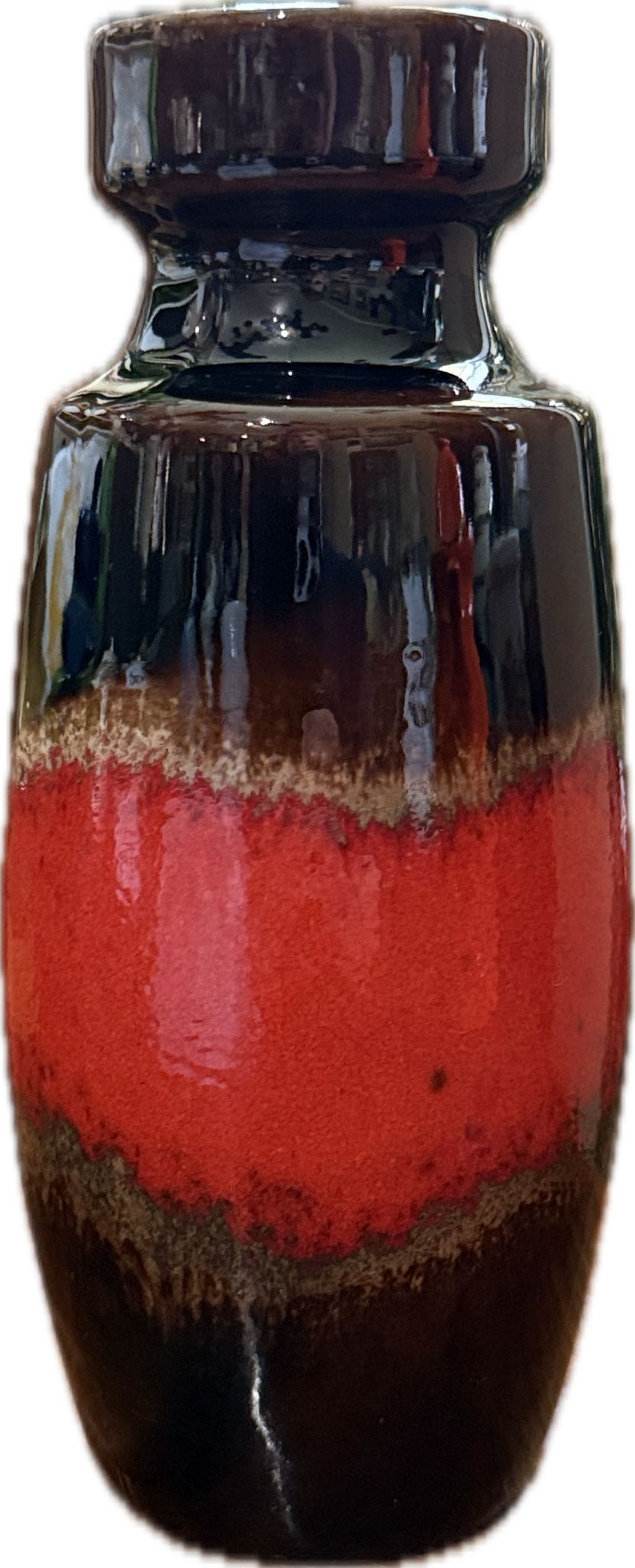 Vintage Scheurich vase med rød glasur