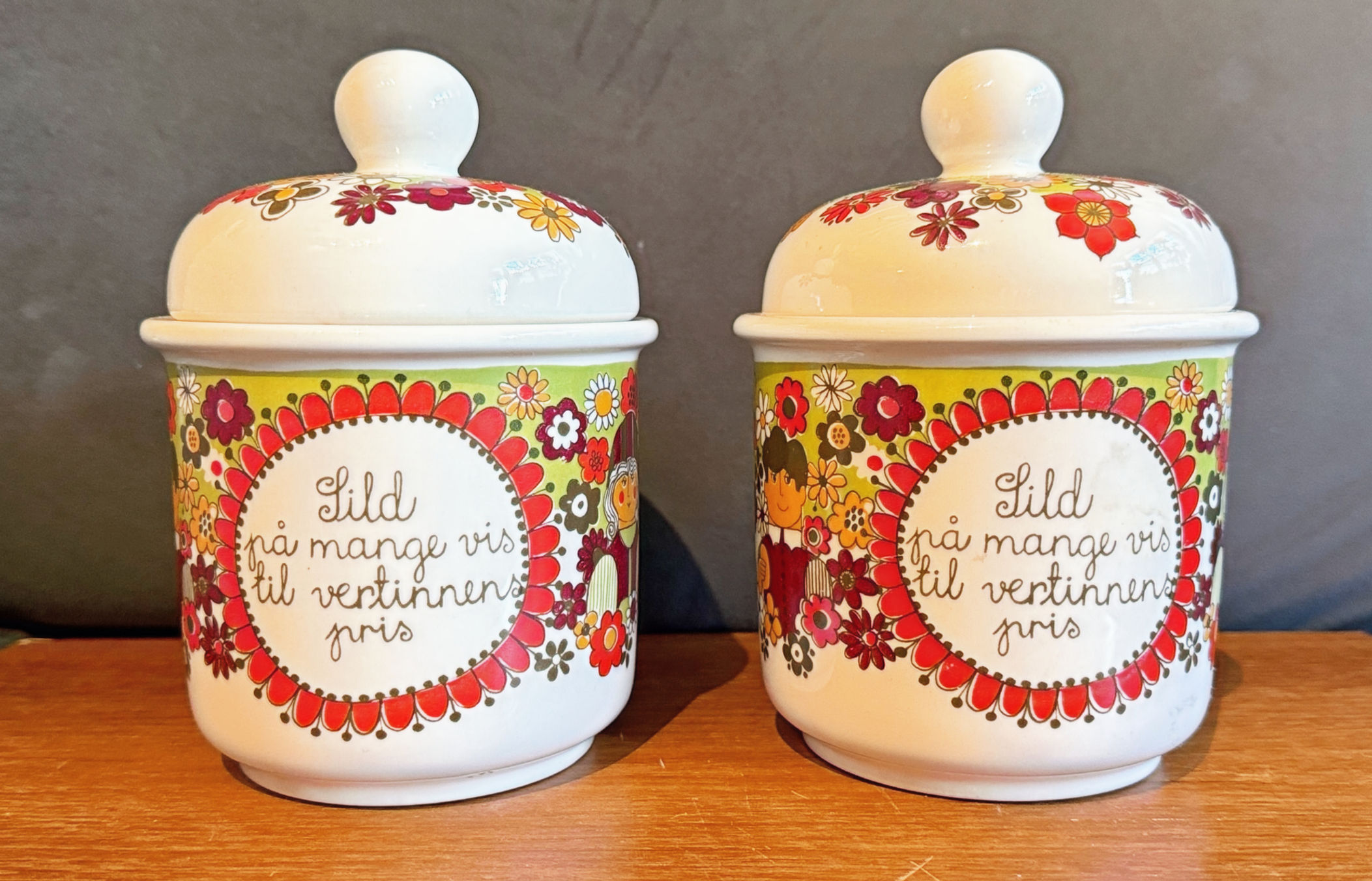 Figgjo Folklore sildekrukke med lokk | Turi Gramstad Oliver | Vintage Figgjo