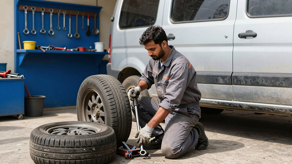 Mechanic Fixing Tire