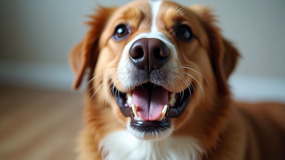 Close-up view of a dog’s clean teeth and healthy gums
