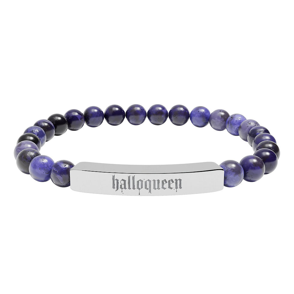 Thumbnail: Engraved Natural Stone Stretch Bar Bracelet 