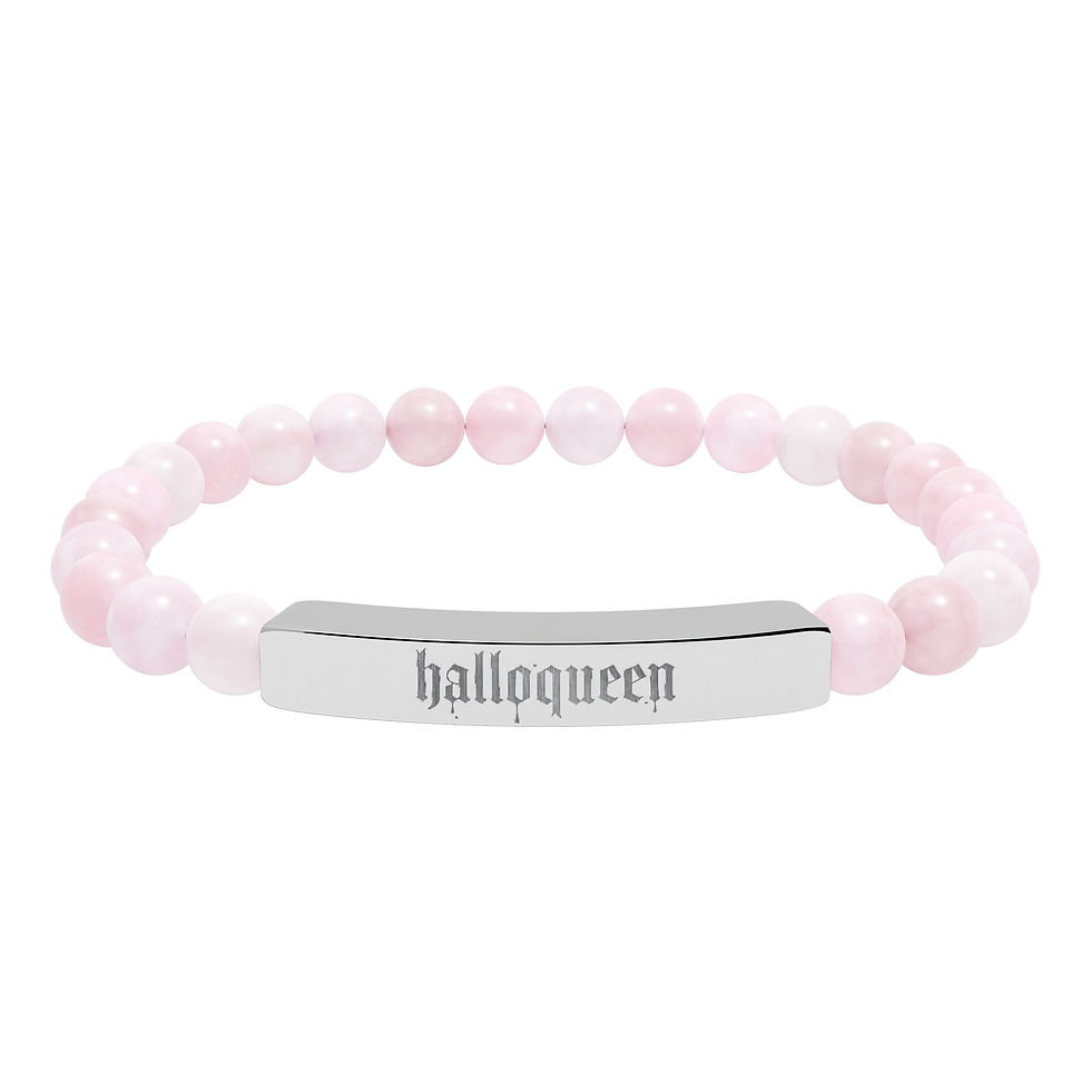 Thumbnail: Engraved Natural Stone Stretch Bar Bracelet 
