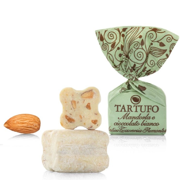 Witte chocolade en amandel, 14g chocoladetruffel - 1kg