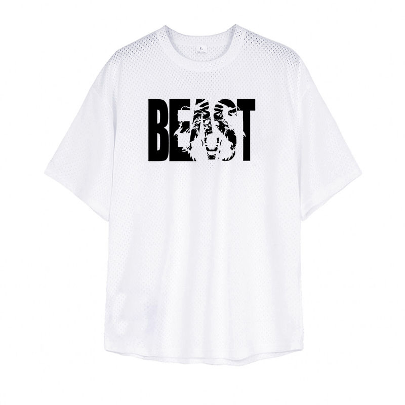 Thumbnail: Running T-Shirts Mens Oversized Loose Beast Fitness Sports Half Sleeve T Shirt S