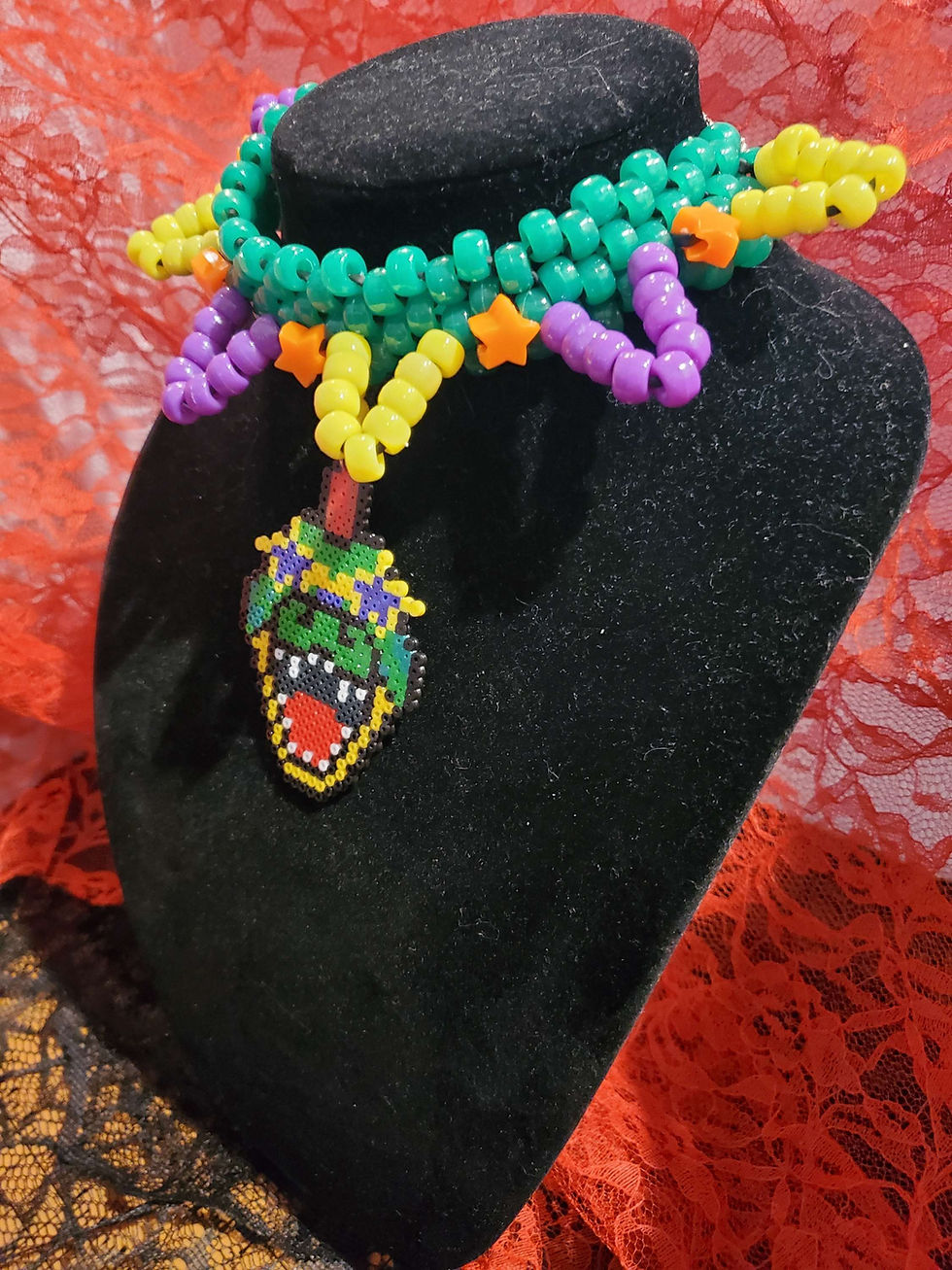 Thumbnail: Monty Gator from FNAF Kandi choker handmade by Shawnee Morris (shawneemorrisart)