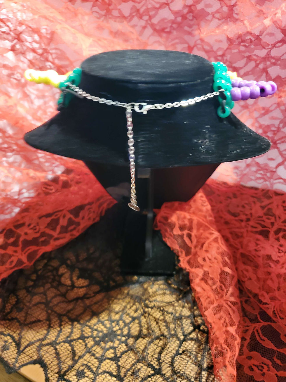 Thumbnail: Monty Gator from FNAF Kandi choker handmade by Shawnee Morris (shawneemorrisart)