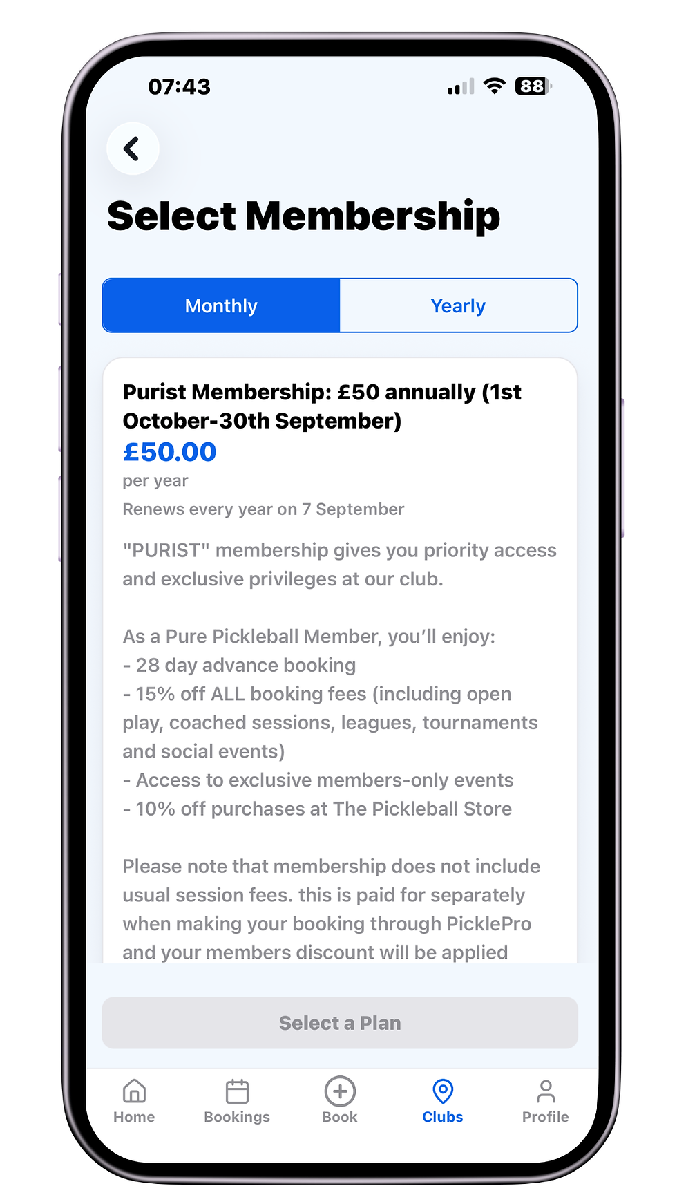 choose membership at pure pickleball