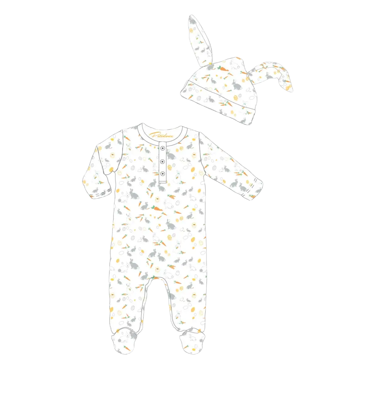 Petidoux - Bunnies and Carrots Baby Set