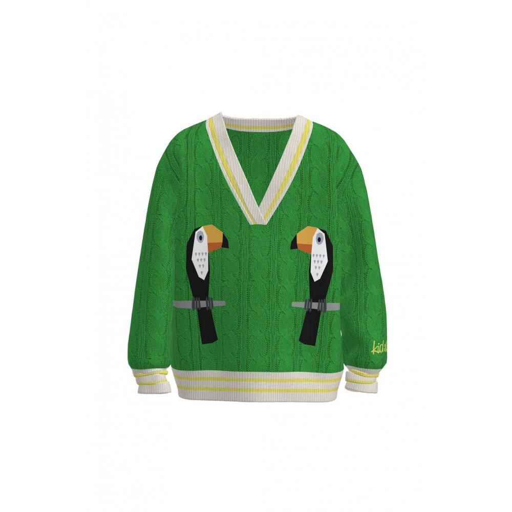 Kid Story - Children's sweater with a fashionable motif and a V-neckline