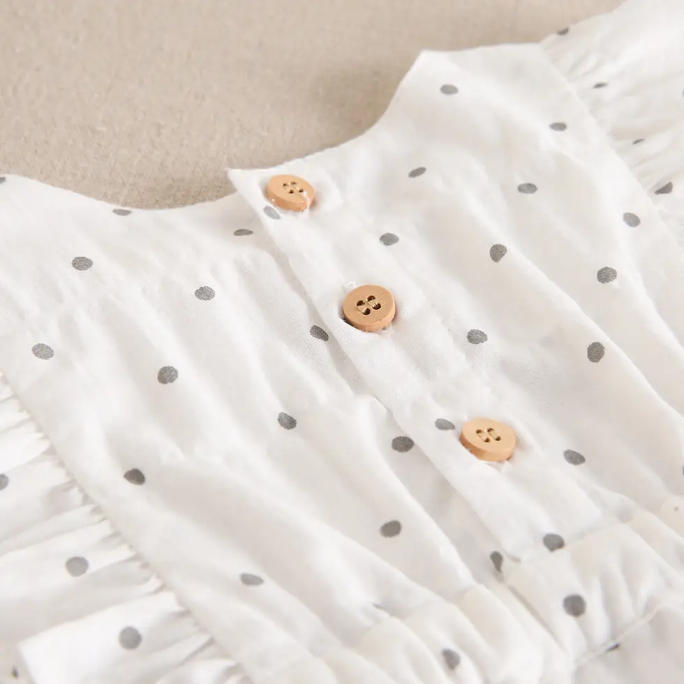 Miniature : Dadati - Baby Girl's Frog Printed with Gray Polka Dots