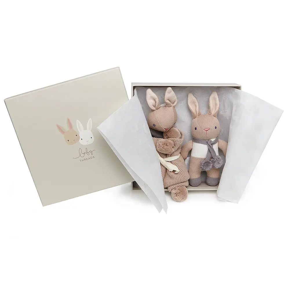 Miniature : Threadbear Design - Baby Threads Taupe Bunny Gift Set
