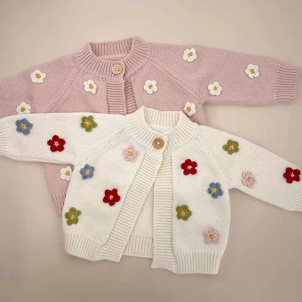 Miniatura: The Blueberry Hill - Cotton Flower Cardigan, Multi-Color | Baby Sweater
