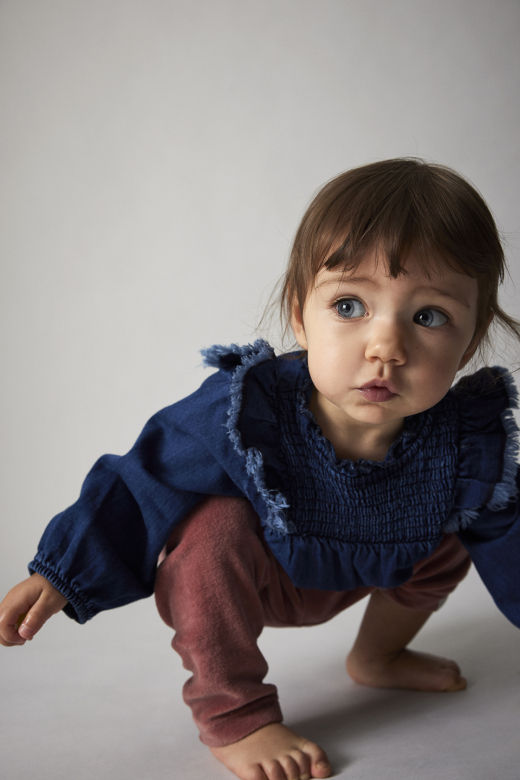 Miniature : LIA Herringbone denim baby blouseDenim - My Little Cozmo