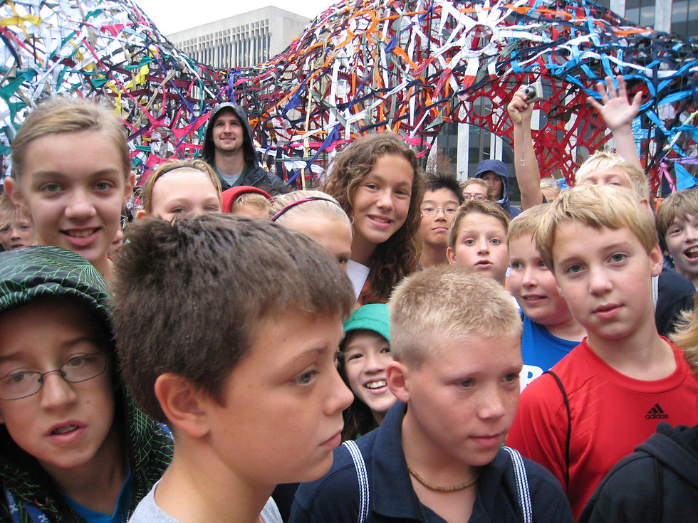 Students crowd into the open center