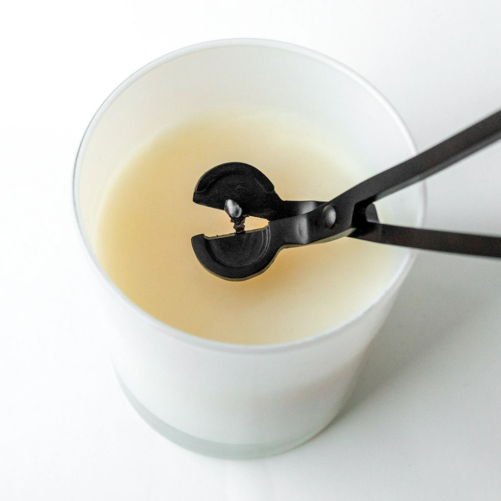 trimming a scented candle wick