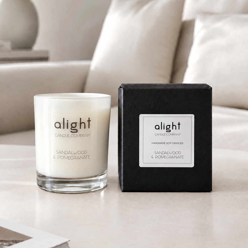 sandalwood and pomegranate scented candle