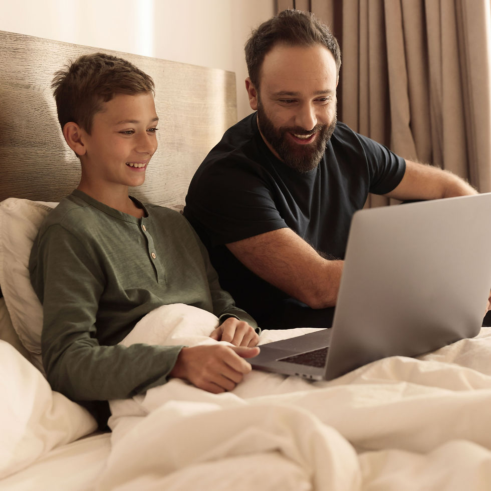 father and son working together to improve mental health