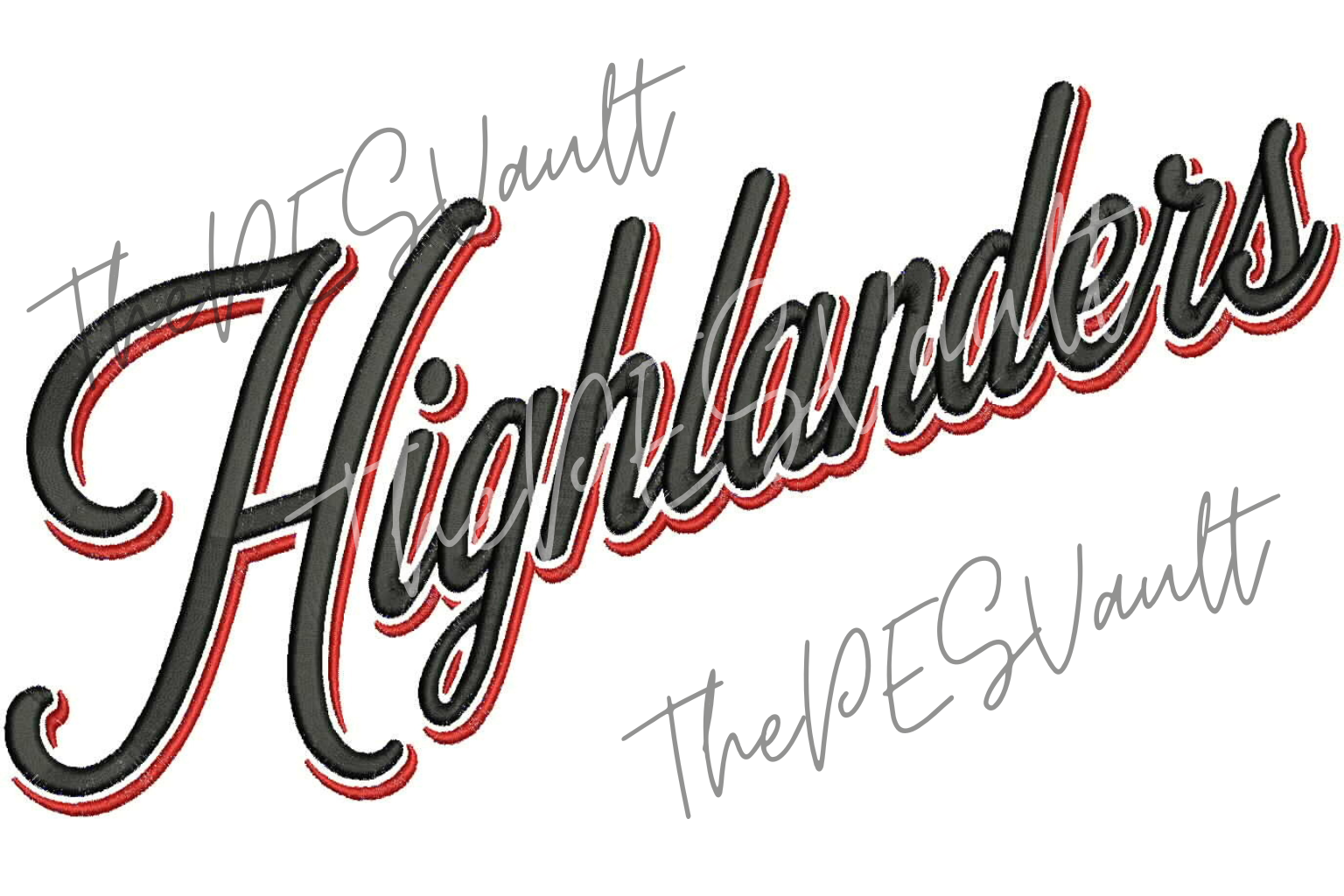 Highlanders Embroidery Design Shadow Script Font