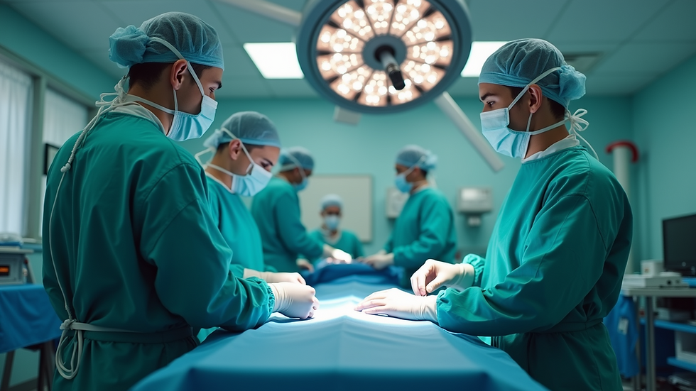 Eye-level view of a hospital operating room prepared for neurosurgery