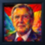 Gerhard Schröder Bundeskanzler Pop Art Porträt im schwarzen Rahmen. Künstlerin Margarita Kriebitzsch.
