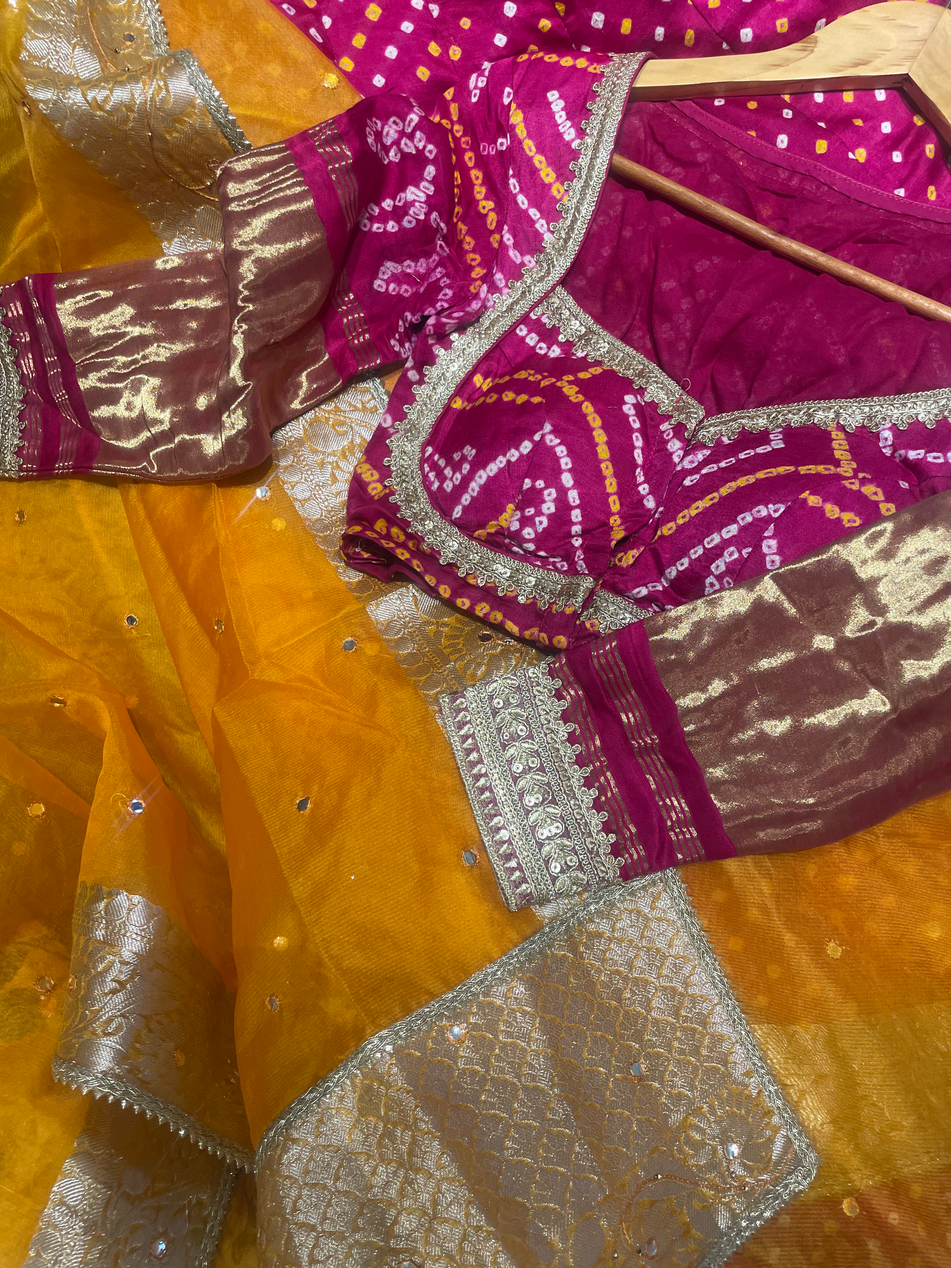 Gajji Silk Bandhej lehenga