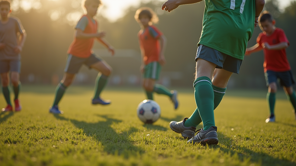 High angle view of a youth sports team training together outdoors