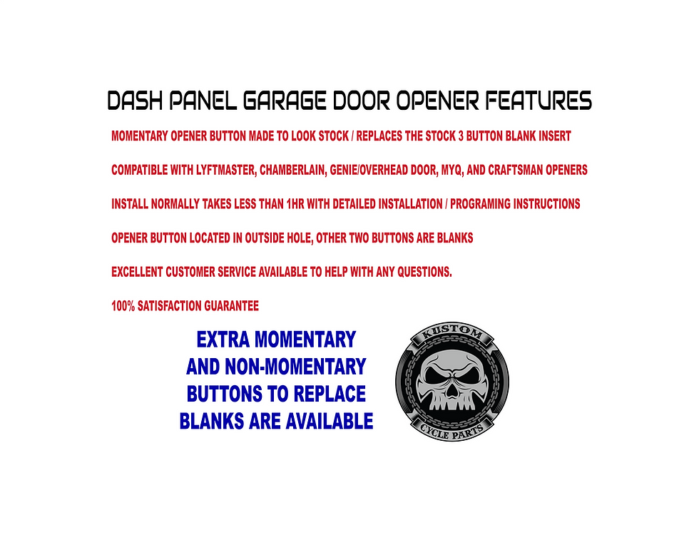 Thumbnail: Harley Davidson Touring Dash Panel Button Garage Door Opener